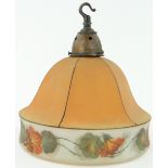 Vintage painted glass ceiling light shade, 
diameter 10".