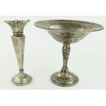 A sterling silver tazza and a silver posy vase, (2).
