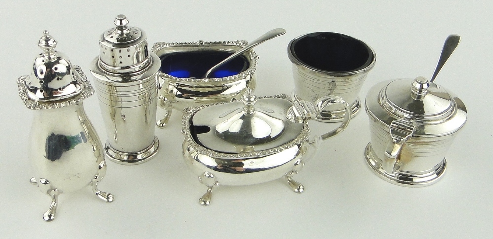 2 3-piece silver cruet sets, (6). - Image 2 of 2