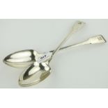 Pair of George III silver fiddle pattern stuffing spoons,
makers marks J B, London 1813,