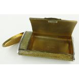 A shagreen and silver combination snuff box/vesta,
London 1920, length 9cm.
