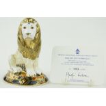Limited Edition Royal Crown Derby Heraldic lion paperweight, 1453/2000, height 5.5".