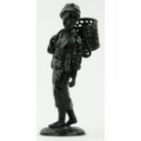 A Japanese bronze lady with a basket, 
height 11.5".