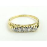 Edwardian 18ct gold 5 stone diamond ring, size P.