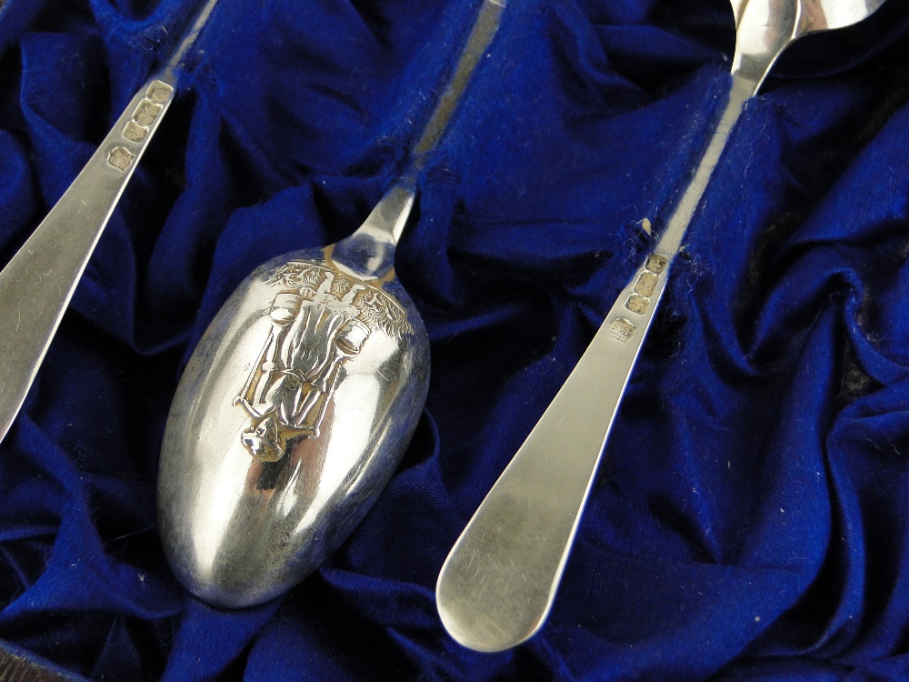 Set of 6 Edwardian silver picture back milkmaid teaspoons,
Sheffield 1902. - Image 2 of 2