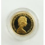 A 1980 gold proof sovereign.