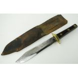 "The Patriots Self Defender," Bowie knife
with leather sheath, length 14.75".