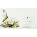 A Limited Edition Royal Crown Derby Unicorn paperweight, 1447/2000, length 5.5".