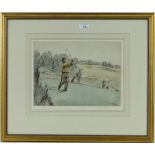 Henry Wilkinson (1921-2011),
pair of coloured etchings, golfing scenes,