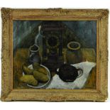 James Bolivar Manson (1879-1945),
oil on canvas, modernist still life, signed, 21.5" x 26.