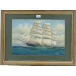 Pelham Jones,
watercolour, tall ship 'Aviemore,' signed and dated 1937, 12.5" x 18.5", framed.