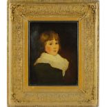 18/19th century oil on canvas, half length portrait of a young boy, unsigned, 17" x 14", framed.