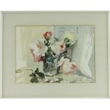 Edward Wesson RI RSMA (1910-1983),
watercolour, still life roses, signed, 12.5" x 17", framed.