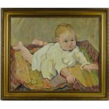 John Duncan (1866-1945),
oil on canvas, portrait of a baby, signed, 22" x 27", framed.