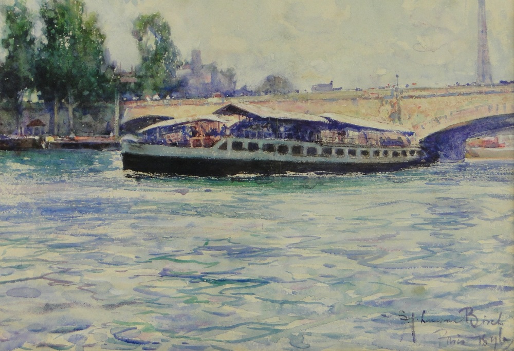 Samuel John Lamorna Birch (1869-1955),
watercolour, boats on the Seine, Paris, - Image 2 of 2