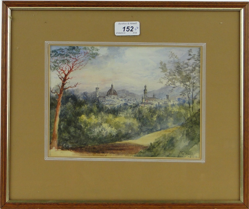 Pair of 19th century watercolours, views of Florence 1892, 6.5" x 9", framed.