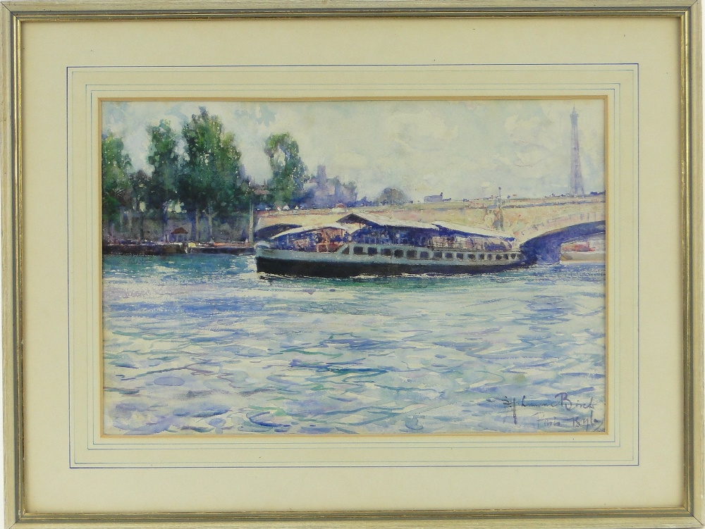 Samuel John Lamorna Birch (1869-1955),
watercolour, boats on the Seine, Paris,