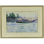 Samuel John Lamorna Birch (1869-1955),
watercolour, boats on the Seine, Paris,