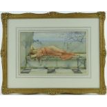 William Anstey Dolland (1858-1929),
finely detailed watercolour, Siesta, signed, 10" x 16", framed.