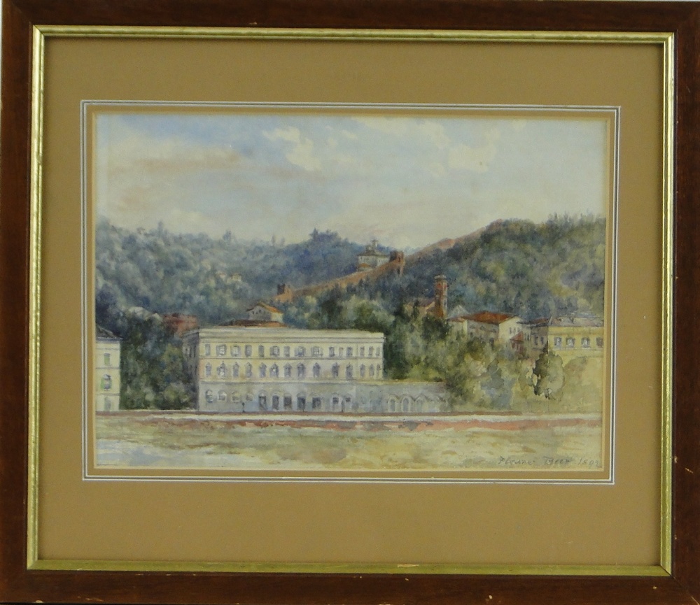 Pair of 19th century watercolours, views of Florence 1892, 6.5" x 9", framed. - Image 2 of 2