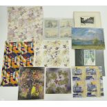 Folder of watercolours and prints, various artists.