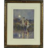 Thomas Maybank,
watercolour, The Midnight Swim of the Three Graces, signed, 14" x 10", framed.