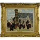 Joseph Felix Bouchor (1853-1937),
oil on canvas, After Church, signed, 15" x 18", framed.