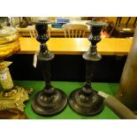 Pair of Antique brass candlesticks.