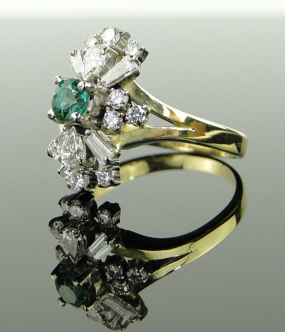 18ct gold emerald and diamond cocktail ring,
total diamond content approx. - Image 2 of 3