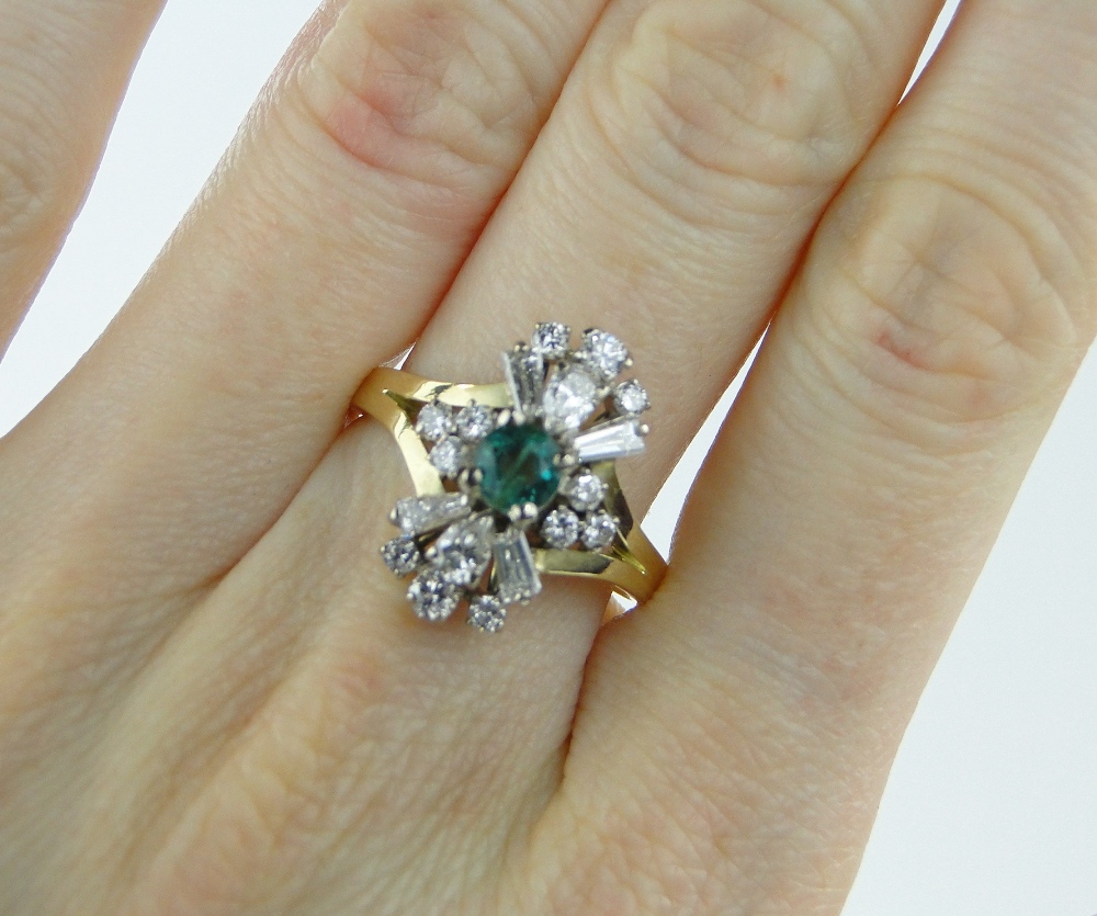 18ct gold emerald and diamond cocktail ring,
total diamond content approx. - Image 3 of 3
