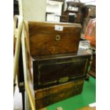 A rosewood box with brass inlay and 2 others, (3).