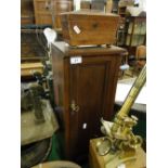 Table top mahogany cabinet and a tea caddy.