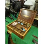 A mahogany work box with lift out tray.
