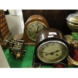 Two 2-train mantel clocks and two movements.