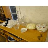 Muffin dish, crystal decanters, table mats, etc.