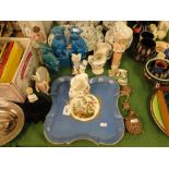 Sevres tray, various figures, etc.