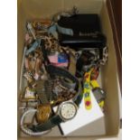 A box of modern wristwatches.