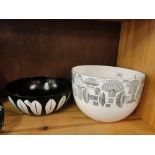 Finel Finish bowl and another black and white bowl.