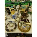 David Sharp table lamp, vases, mirror, etc.