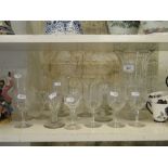 Antique cut-glass goblets, celery vase, etc.