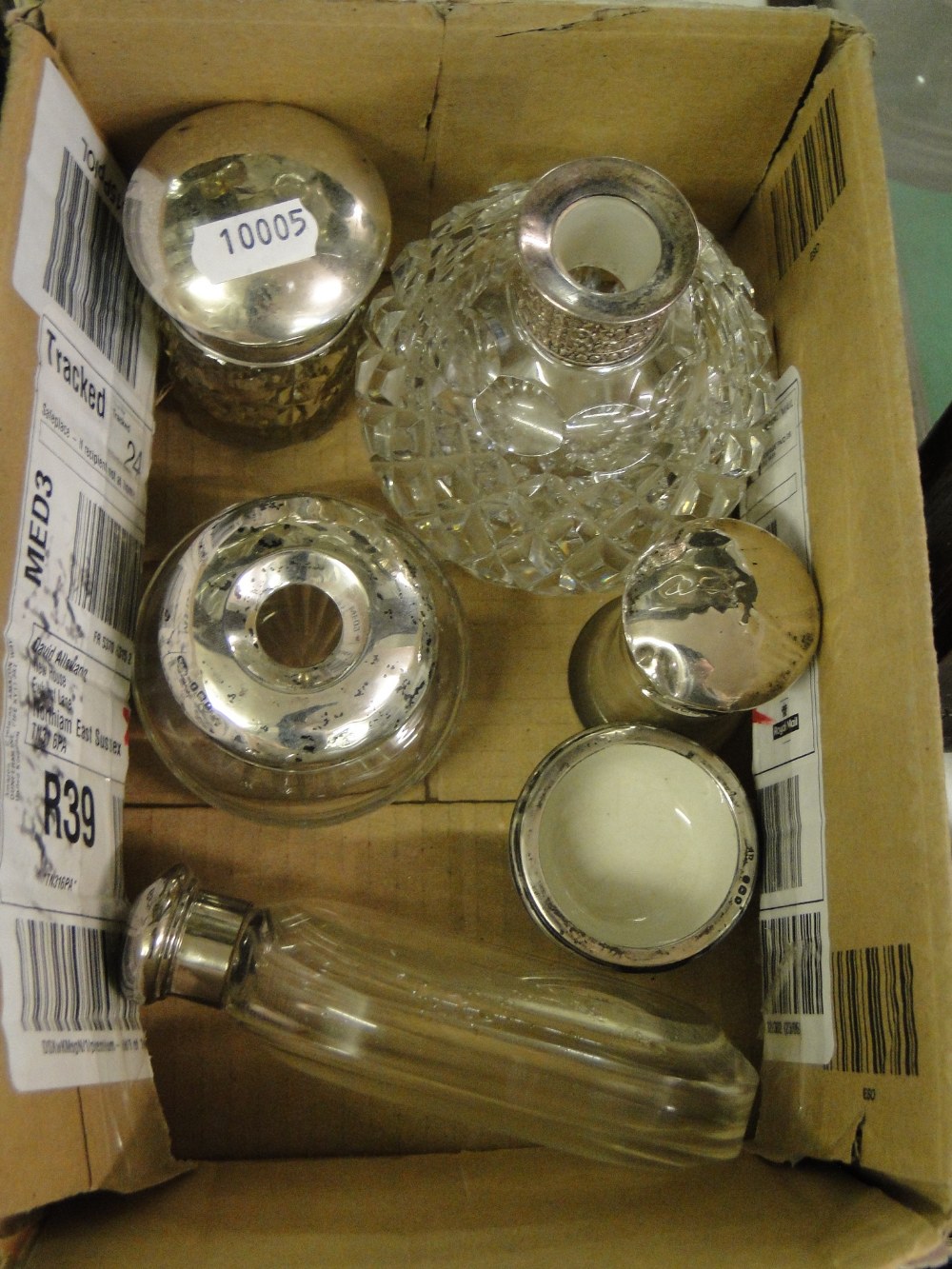 6 Various silver topped jars