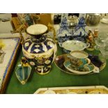 Prattware cup and saucer, vase, etc.