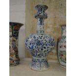 Antique Delft blue and white vase
with bird and floral decoration, 20.75".