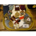 Masonic silver gilt and enamelled medallions, etc.