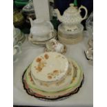 Decorative plates, 2 teapots, etc.