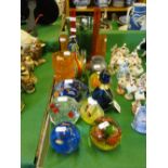 Glass paperweights, Whitefriars vases, etc.