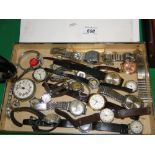 A quantity of gents wristwatches, pocket watch, etc.