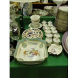 Bowl, lidded cups and teaware.