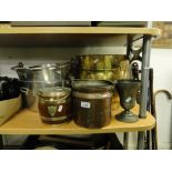 Jam pans, coal bucket, biscuit barrel,