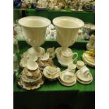 Sutherland china teaset, Royal Albert teaset and a pair of jardinieres.